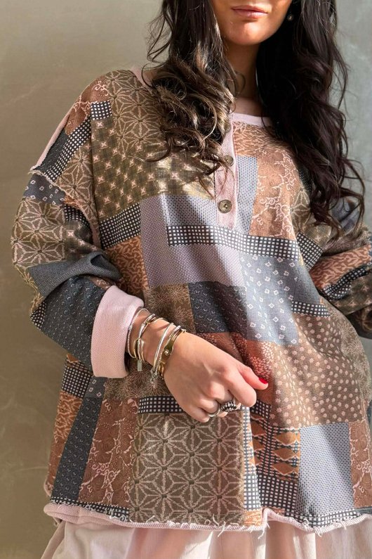 Hippie Shake Patchwork Sweatshirt Candy Rose